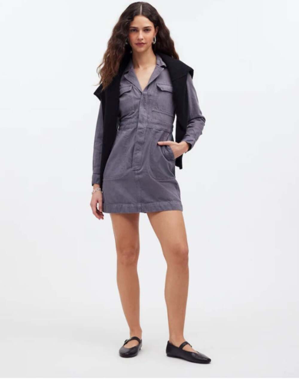 Madewell x MN Dye Studio Denim Patch-Pocket Mini Dress